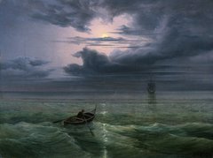 Ernst Ferdinand Oehme, Mondnacht auf dem Golf von Salerno, 1827 