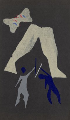 zwei abstrakte Personen auf schwarzem Hintergrund