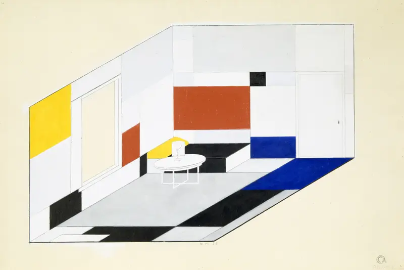 Piet Mondrian, Farbentwurf für den Salon der Ida Bienert (Axono