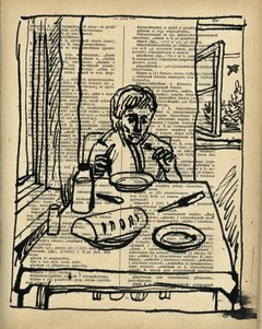 A.R. Penck: Skizzenbuch (Deutsch-Russisches Wörterbuch, Bibliografisches Institut Leipzig) um 1957-59
