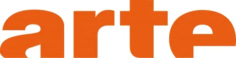 Das Logo von arte in orangefarbenen Buchstaben auf einem weißen Hintergrund