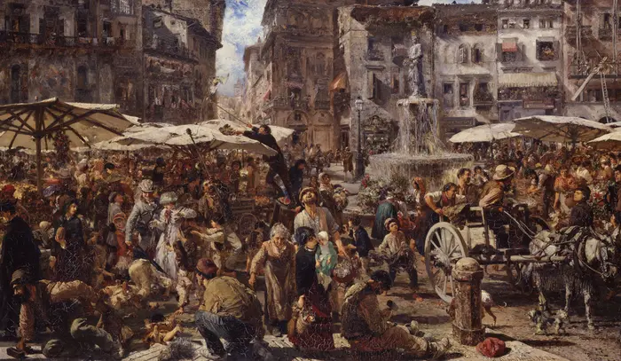 Adolph von Menzel, Piazza d'Erbe in Verona