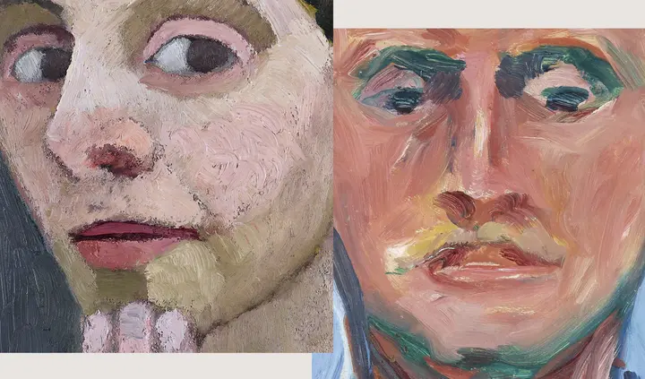 Paula Modersohn-Becker, Selbstbildnis mit Hand am Kinn, 1906/07 und Edvard Munch, Selbstbildnis vor blauem Himmel, 1908