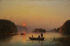 Anton Iwanow-Goluboi, Die Insel Walaam bei Sonnenuntergang, 1845