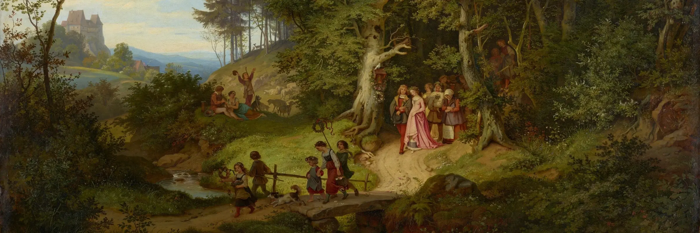 Menschengruppe in einem Wald