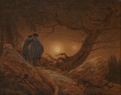 Caspar David Friedrich, Zwei Männer in Betrachtung des Mondes, 1819/20