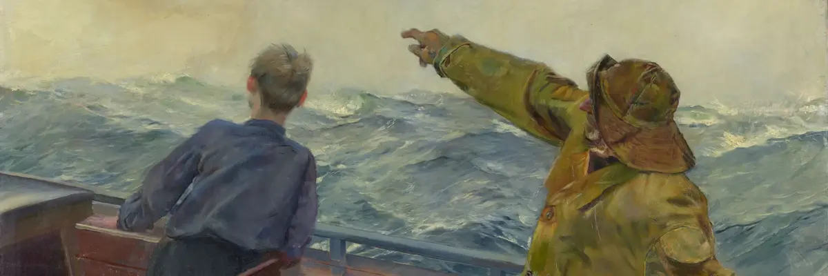 Ein alter Man und ein Junge in einem Boot