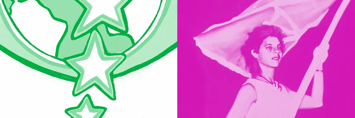 Eine Frau mit einer Flagge