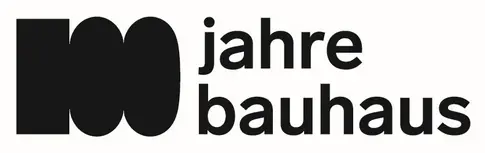 100 Jahre Bauhaus in schwarzer Schrift auf weißem Hintergrund