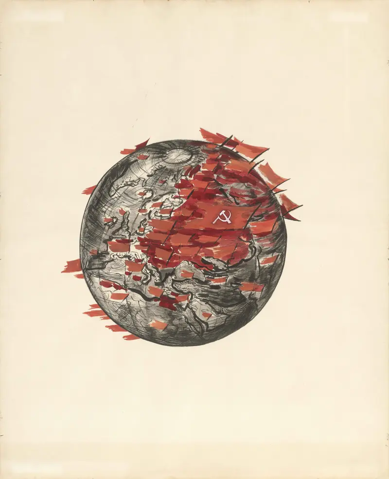 Ein Globus mit Markierung des sozialistischen Sektors 