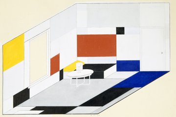 Piet Mondrian, Farbentwurf für den Salon der Ida Bienert (Axonometrie II), 1926
