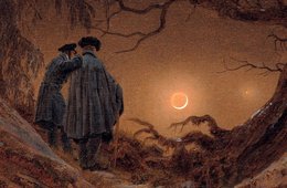 Caspar David Friedrich, Zwei Männer in Betrachtung des Mondes, 1819/20 zwei Männer im Wald bei der Betrachtung des Mondes