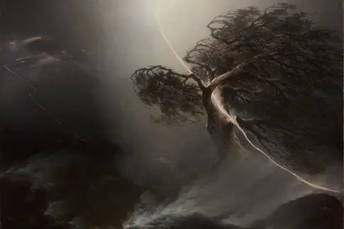 Ein Eichenbaum und ein Blitz