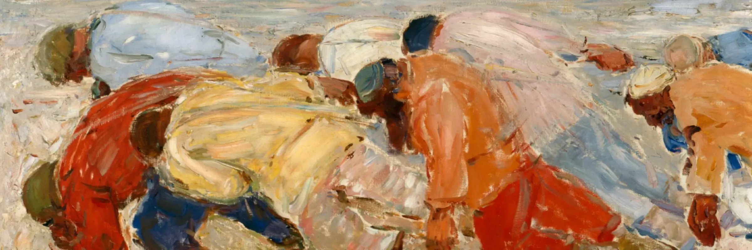 Impressionistisches Gemälde mit der Darstellung der Schiffszieher an der Wolga