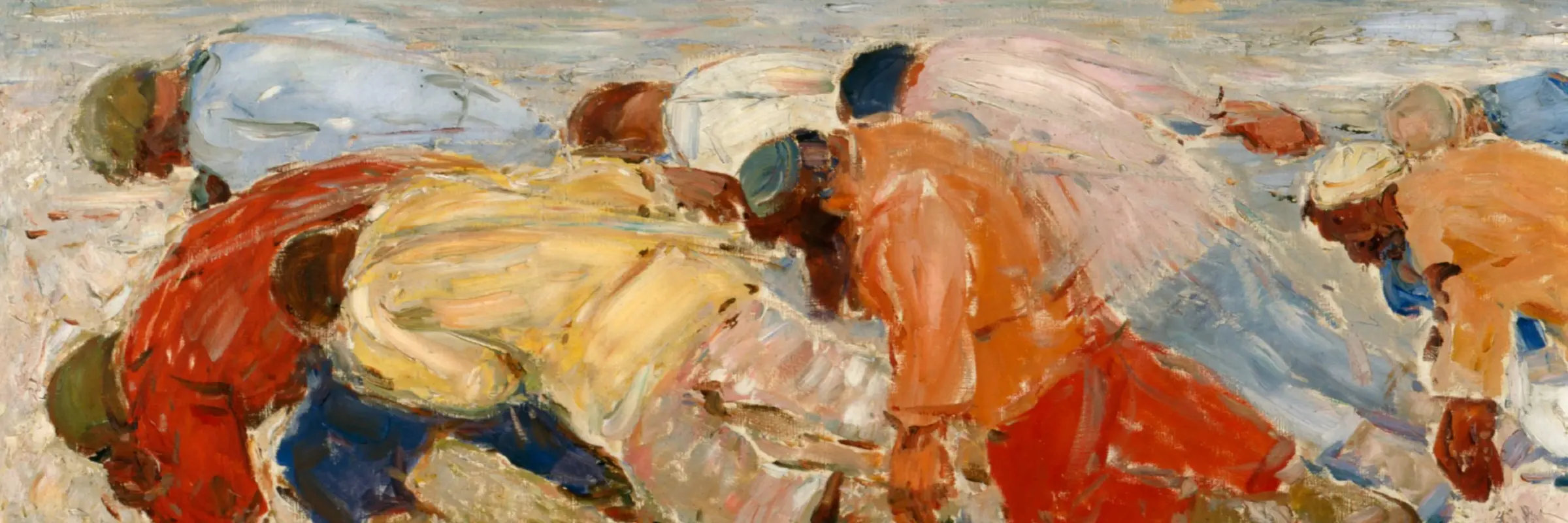 Impressionistisches Gemälde mit der Darstellung der Schiffszieher an der Wolga