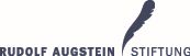 Eine schwarze Feder und die Aufschrift "Rudolf Augstein Stiftung" auf weißem Hintergrund